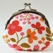 Handmade coin purse - vintage pink flowers on white