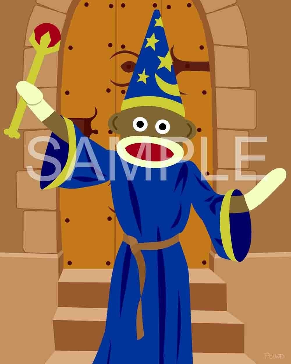Sock Monkey Wizard Magic Pop Art 8x10 Print