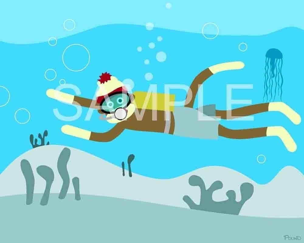 Sock Monkey Scuba Diver Dive Pop Art 8x10 Print
