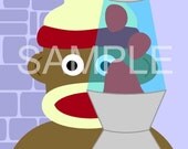 Sock Monkey Lava Lamp Lavalamp Pop Art 8x10 Print