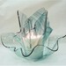 Vase Candle - Steel Blue on Clear Baroque Draped Glass Vase & Dish
