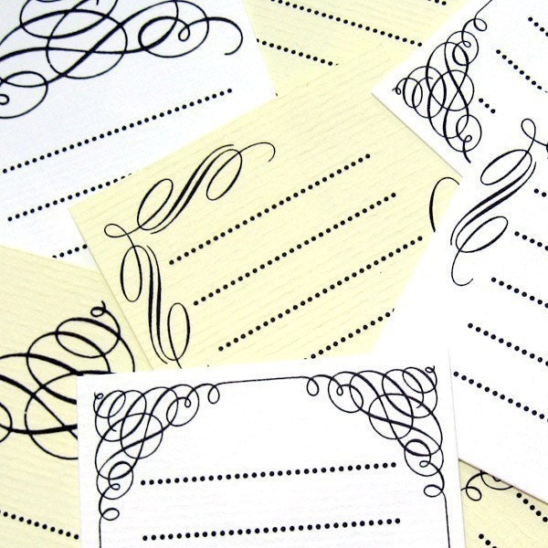 18 Scrapbooking Journaling Spots - Black Calligraphy on Cream and White Cardstock