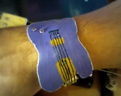 Rock Star Unisex Cuff Bracelet Recycled Vinyl Record Guitar Shaped