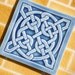 Celtic Knot in azure blue crackle glaze - for home decor or house warming gift.