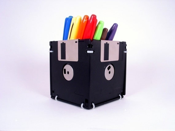 Floppy Disk Pen and Pencil Holder (BLACK)
