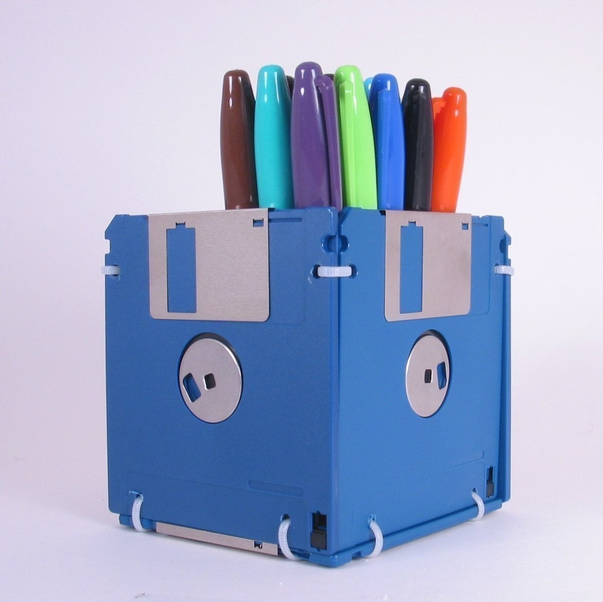 Floppy Disk Pen and Pencil Holder (BLUE)