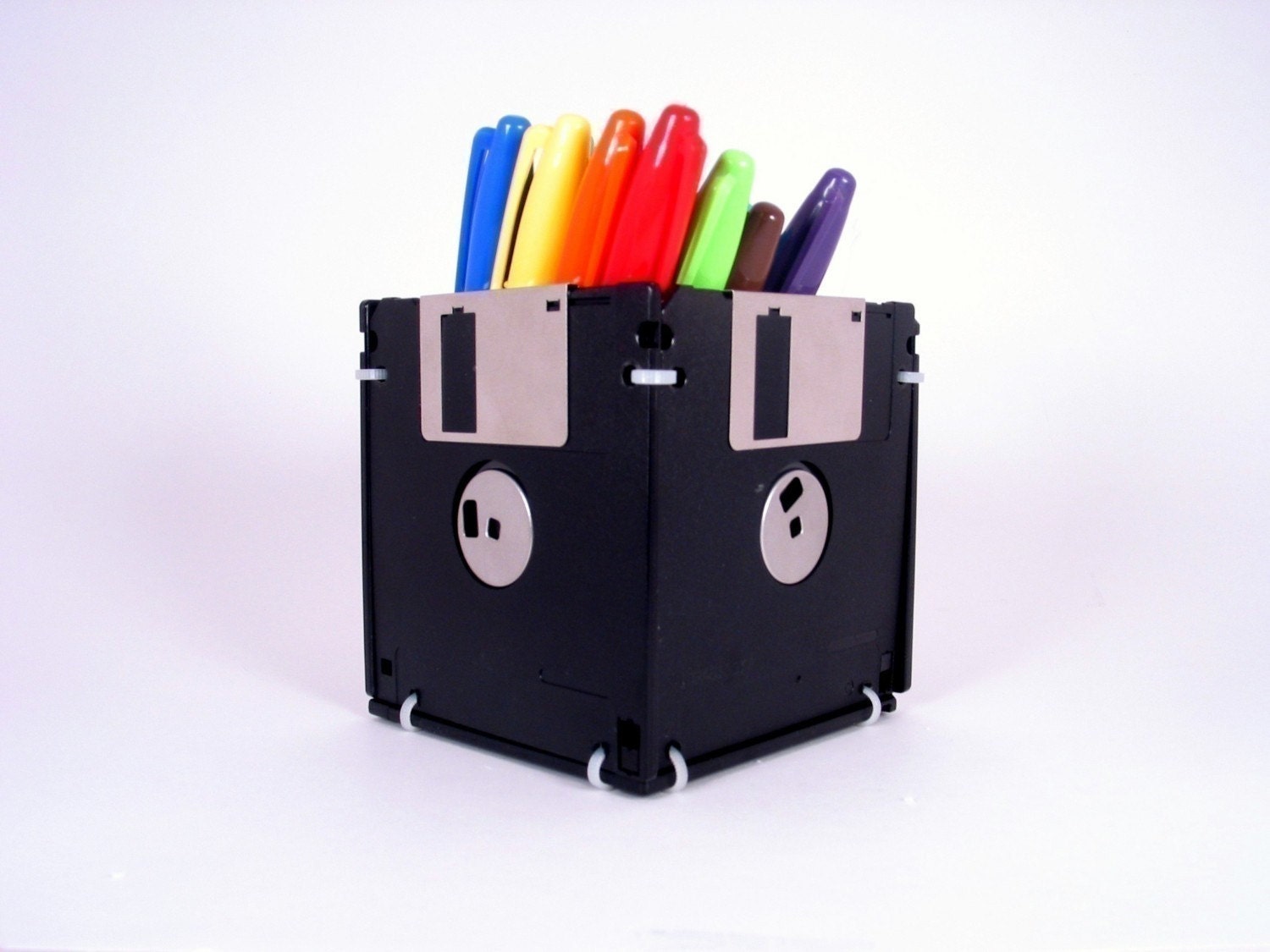 Floppy Disk Pen and Pencil Holder (BLACK)