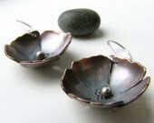 Copper and Sterling Silver Poppy Blossom earrings - made to order