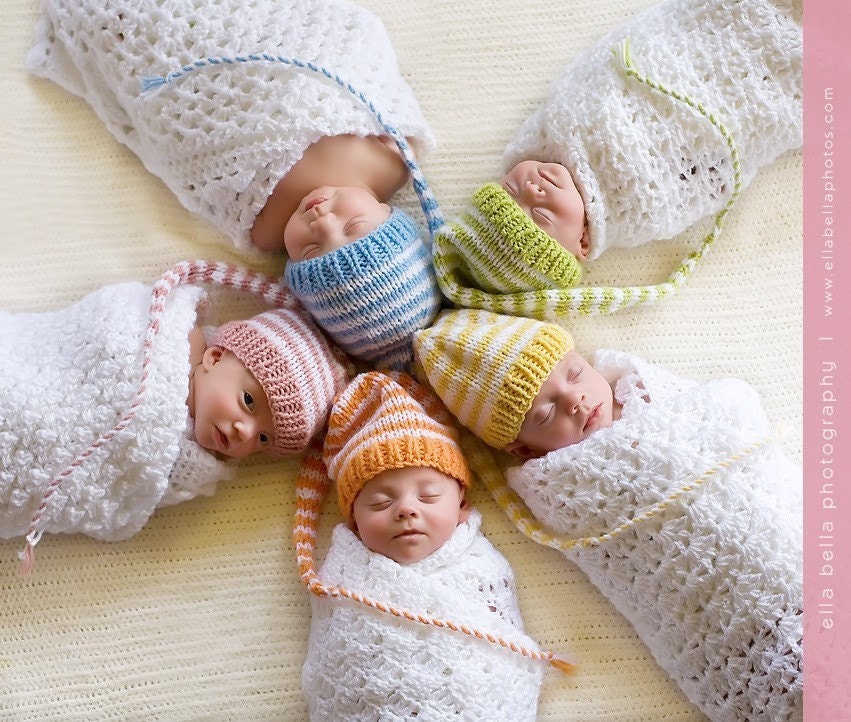 1 NeWBORN Baby Boy Girl Hat PHoTO PRoP Munchkin Stripe Stocking Cap KNiT to ORDeR Unigender PiCk CoLors Quints By Surprise Tv Oprah site