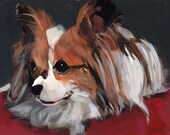 Art Print Papillon Dog Animal Pet 5x7 on 8x10 - Papillon by David Lloyd