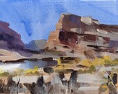Original Painting Landscape Colorado River Plateau 5x7 Acrylic Quick Study - Colorado Brush by David Lloyd