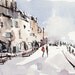 Original Cityscape Painting Ink Urban Watercolor City Sketch 5x7 Line and Wash - Down by the Wharf by David Lloyd