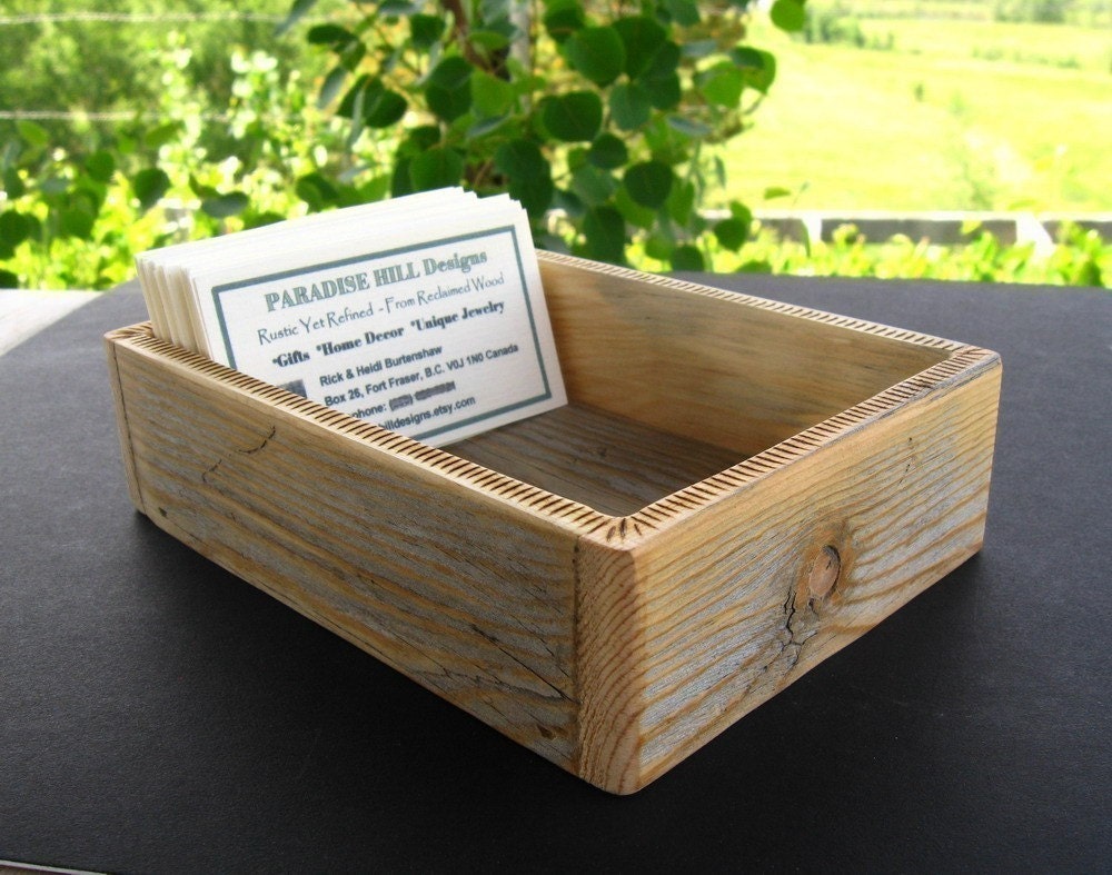 Rustic Business Card BOX from reclaimed weathered wood