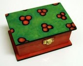 Hand Painted Whimsical Wood Trinket Box Whmsical Flowers M Collins  WWAO