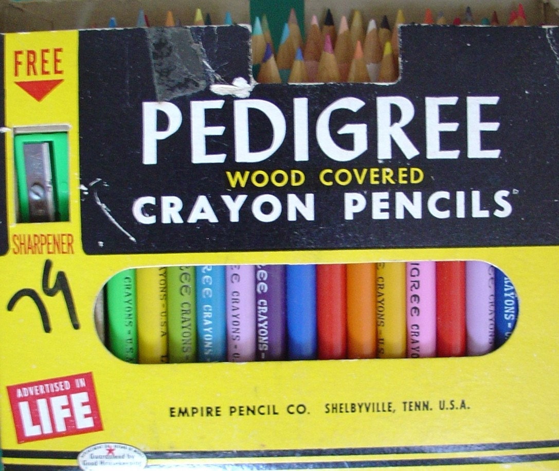 Vintage PEDIGREE WOOD COVERED CRAYON colored by schoollocker