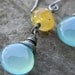 smooth aqua chalcedony and rare faceted yellow helidor aquamarine earrings - oxidized silver