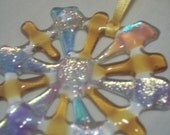 Sierra Sunrise Snowflake- Fused Glass Ornament