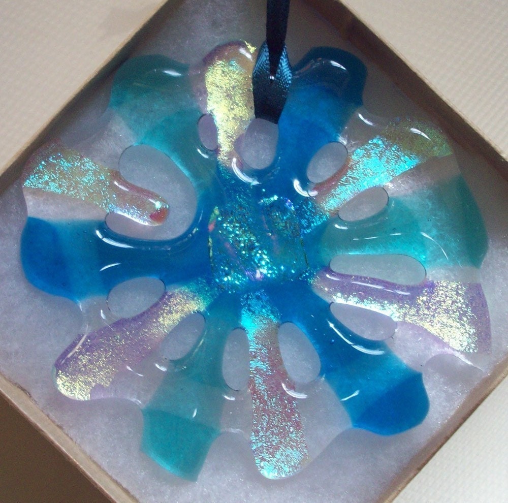 Tahoe Blue- Lake Tahoe Fused Glass Ornament