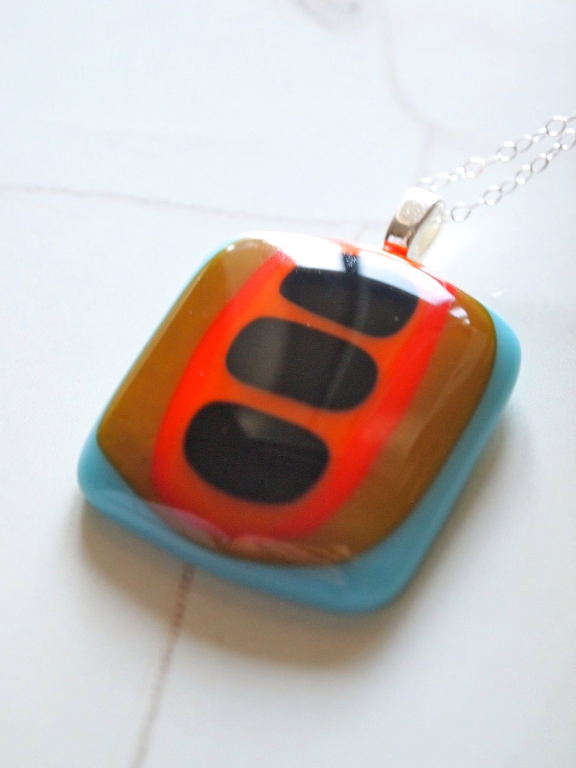 Three times the fun: Fused glass pendant on fine sterling chain