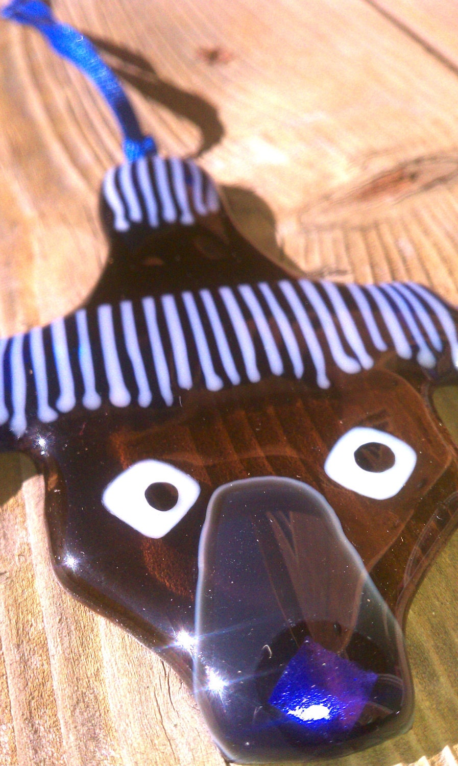 Bailey the Brown Bear from Lake Tahoe- Fused glass ornament