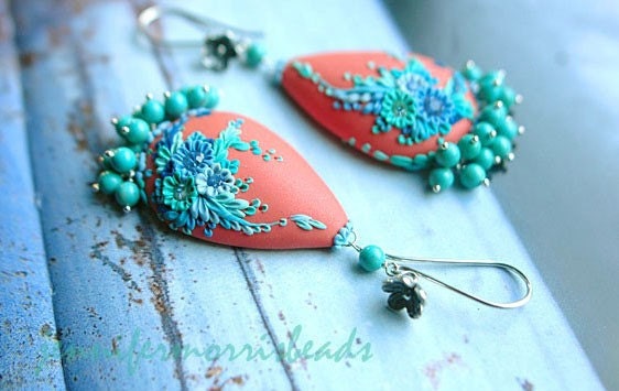 in the sea spray - long playful vintage inspired earrings