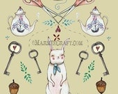 Bunny acorn key art print, "Favorite Things"