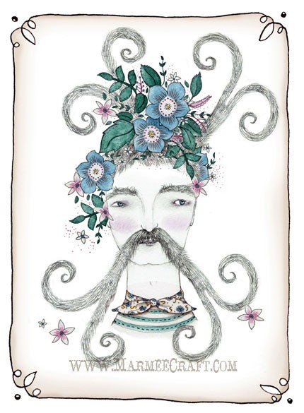Mustache man art print, "Spring"