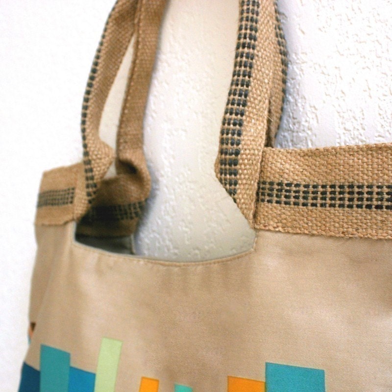 teal stripes basic tote
