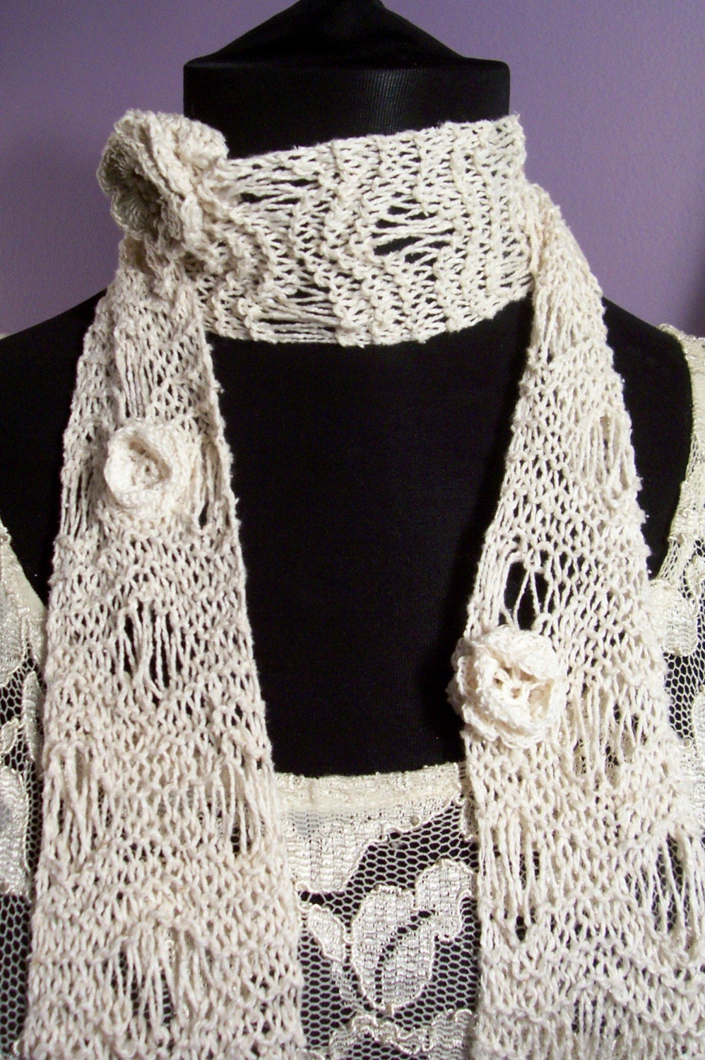 Wild Irish  Rose knitted /crochet summer scarf