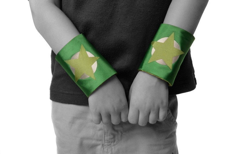 Little Hero Power Cuffs - Grass Green and Lime - Star Design