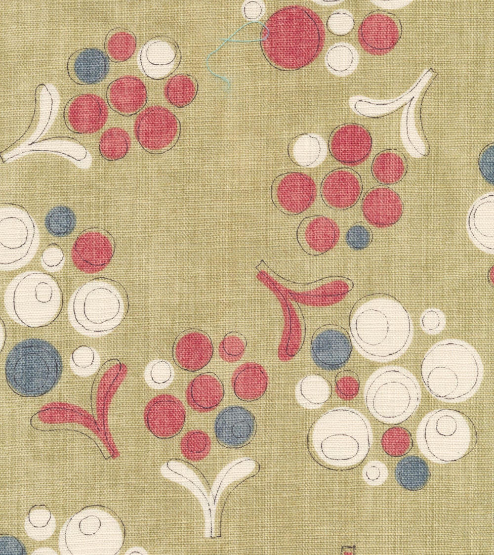 Sevenberry Deco Flowers Green - Japanese Fabric Linen