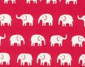 Japanese Fabric: White Elephants on Red  - Kawaii  Half Yard