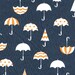 Japanese Fabric - Deco Umbrellas on Blue - Half Yard