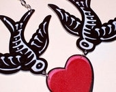 morbid cute departed sparrow heart necklace