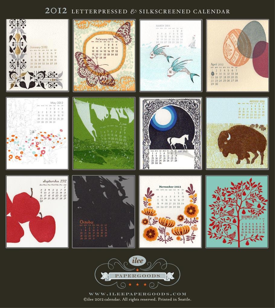 2012 Ilee letterpress and silkscreen calendar