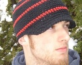 Adult Visor Beanie - black, red