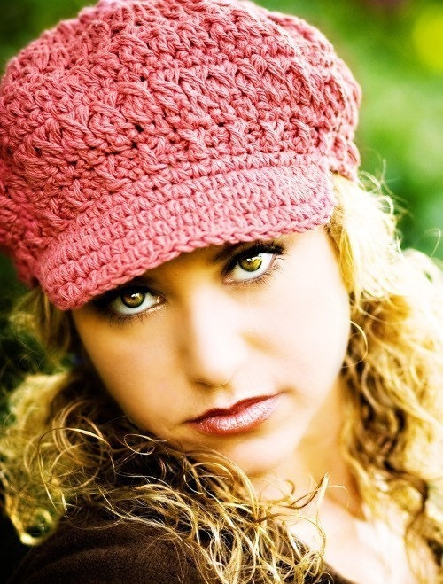 Adult Newsgirl Beanie - dark rose