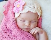 Baby Daisy Flapper Beanie - vanilla, banana, pastel pink,