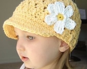 Children's Daisy Visor Beanie - banana, yellow, white