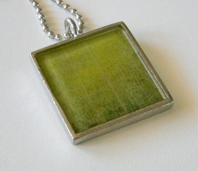 Distressed Green Resin Pendant S49 - Large