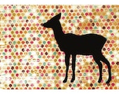 Deer Silhouette Print 5 x 7 - LEFT Facing Deer