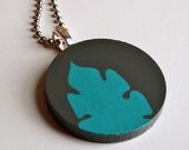 SALE Aqua Leaf Wood Pendant P69
