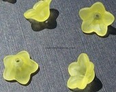 Yellow Petunia Flower Beads / Caps 20 Acrylic Frosted 13mm  (PC56Y)