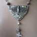 Forever and Ever Amen... vintage paste religious medallion repurposed rosary necklace