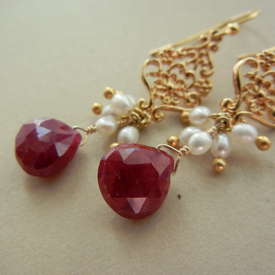 Ruby and Pearl Ayurvasita Earrings