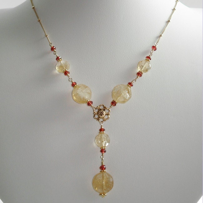 Citrine and Garnet Ceres Necklace