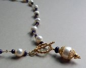 Sapphire and Pearl Theia Necklace