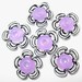 Lilac Purple and Black Swirl Lampwork Glass Flower Beads