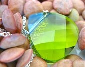 Olivine Swarovski Briolette Necklace on Sterling Silver