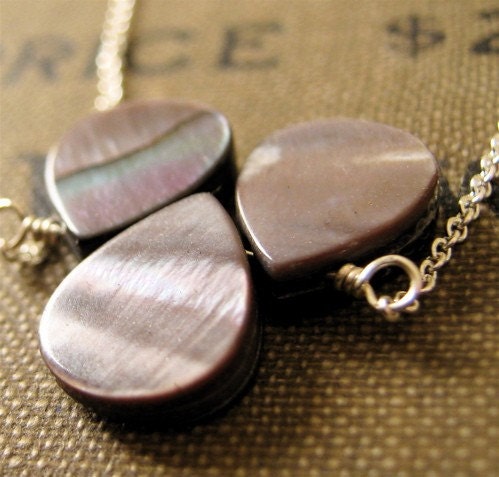 Sale- Triple Grey Shell Tears Necklace